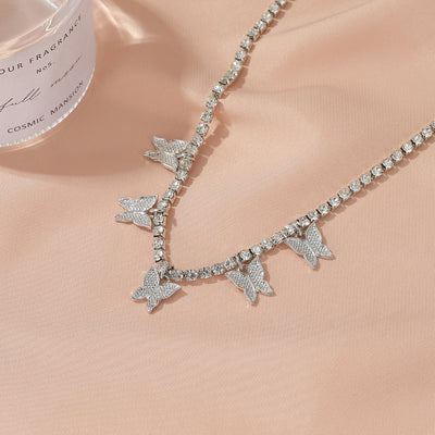 Fashion temperament diamond butterfly design claw chain tassel anklet - Syble's