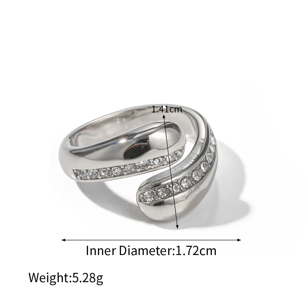 18K gold noble and simple drop-shaped zircon design versatile ring