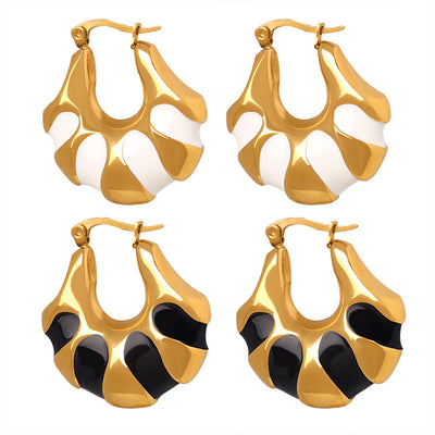 18K Gold Novel Trendy Hollow Ring Design Versatile Earrings - Syble's