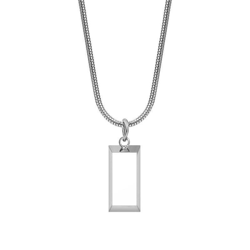 Minimalist cold style silver brick design pendant necklace - Syble's