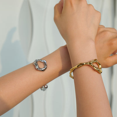 18K gold trendy simple irregular shape design bracelet - Syble's