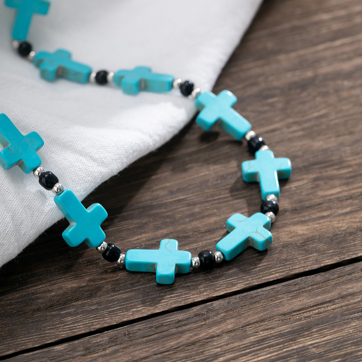Classic Fashion Turquoise Cross Design Hip Hop Versatile Necklace - Syble's