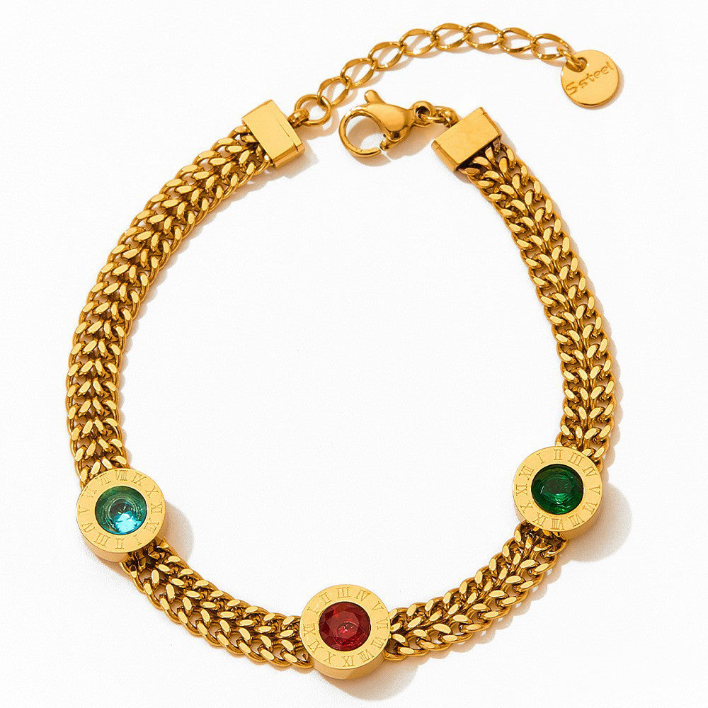 18K gold noble and fashionable round diamond design versatile bracelet