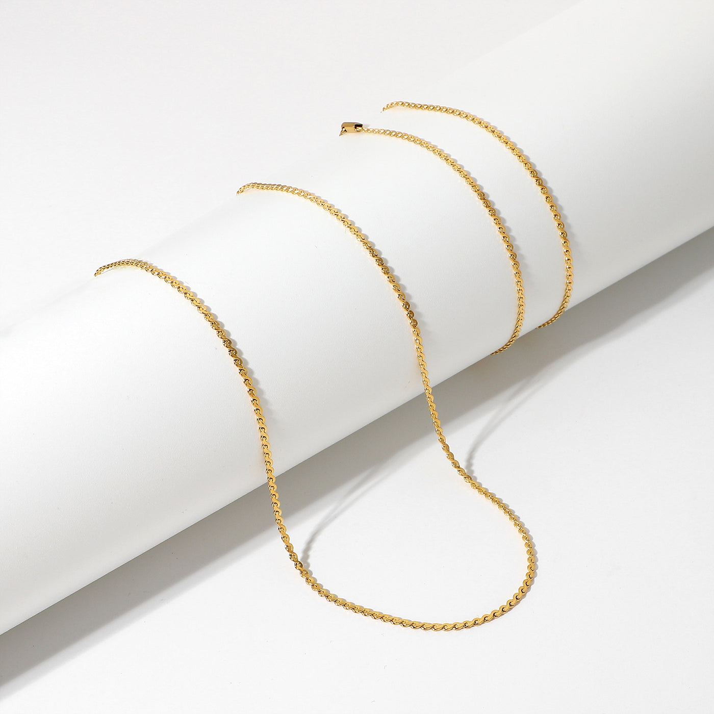 18K Gold Noble Fashion S Shape Chain Design Bracelet Anklet Necklace Set - Syble's