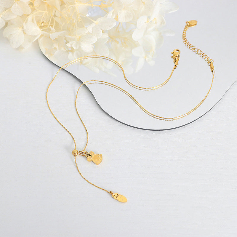 18K gold trendy personalized rabbit and carrot tassel design necklace