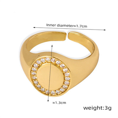 18K gold hip-hop punk style irregular-shaped gem-set design versatile ring