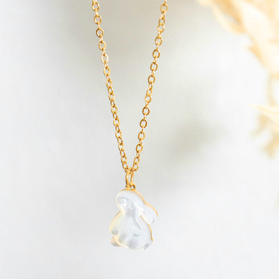 18K gold light luxury and noble rabbit-shaped gemstone design versatile necklace - Syble's