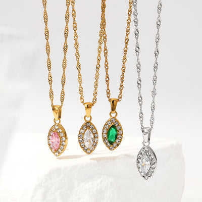 18K noble and dazzling diamond and gem eye design light luxury style necklace - Syble's