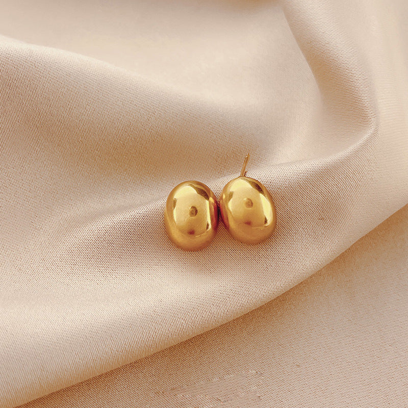 18K Gold Fashion Simple Doudou Design Versatile Earrings