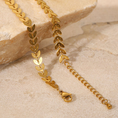 18K Gold Exquisite Fashionable Bohemian Style Leaf Arrow Chain Design Beach Wind Anklet - Syble's
