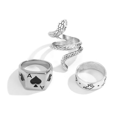 Simple temperament trend playing card design ring - Syble's