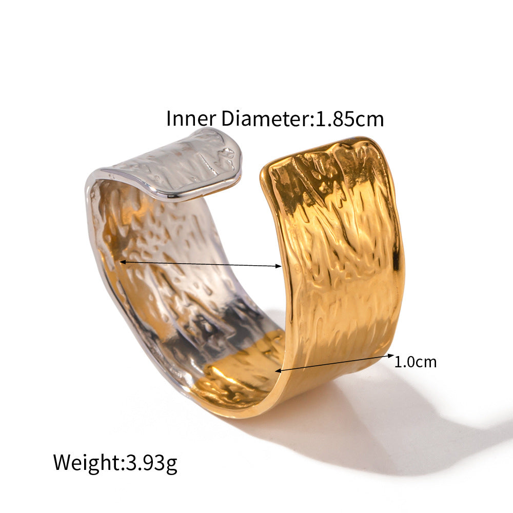 18K gold simple and elegant wrinkle design versatile ring