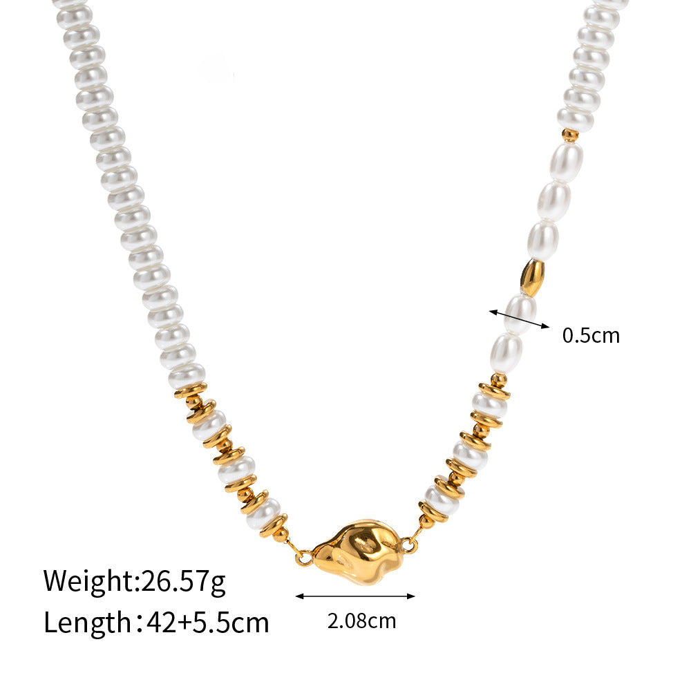 18k Gold Noble Fashion Pearl with Water Drop Design Light Luxury Pendant Necklace - Syble's