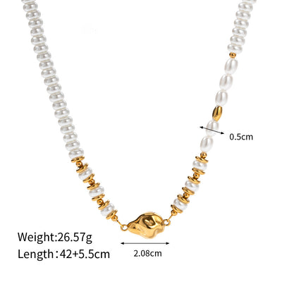18k Gold Noble Fashion Pearl with Water Drop Design Light Luxury Pendant Necklace - Syble's