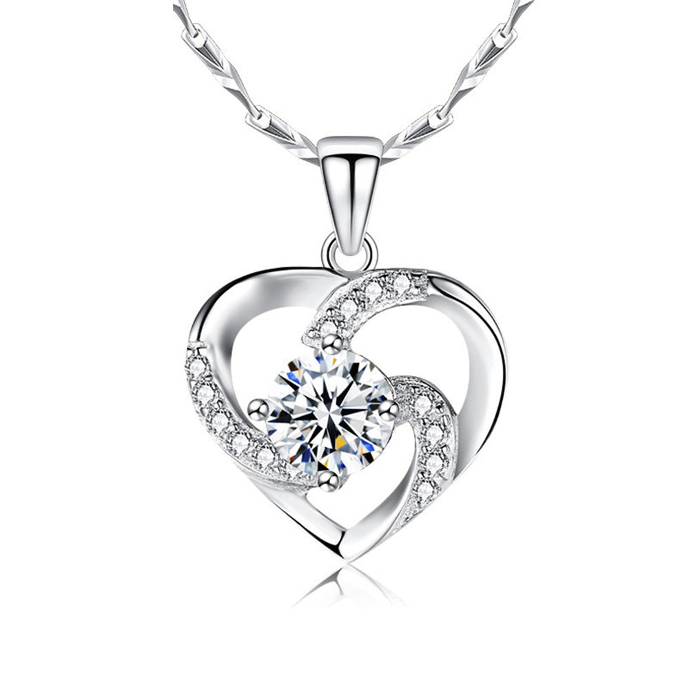 Fashion Hollow Rotating Heart Diamond Design Gift Box Pendant Necklace for Dear Mom - Syble's