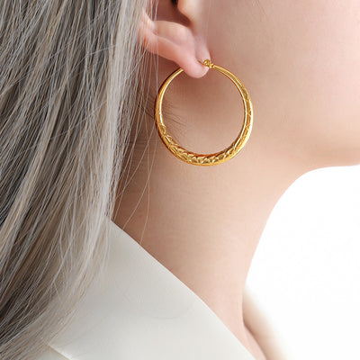18K Gold Fashion Simple Circle Design Versatile Earrings - Syble's