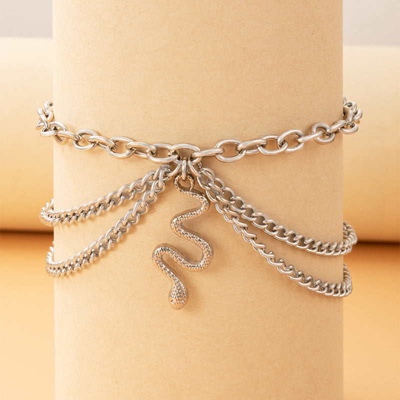 Geometric Multilayer Creative Anklet