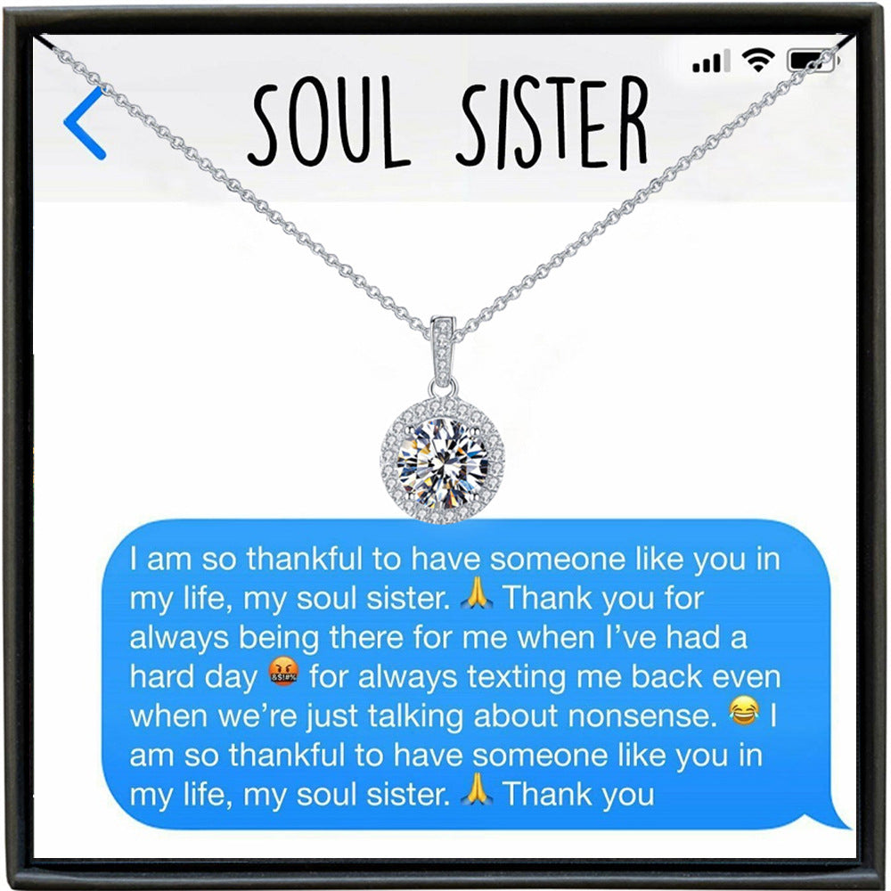 Fashionable Full Moon Night Diamond-Encrusted Design Gift Box Pendant Necklace for Your Soul Mate
