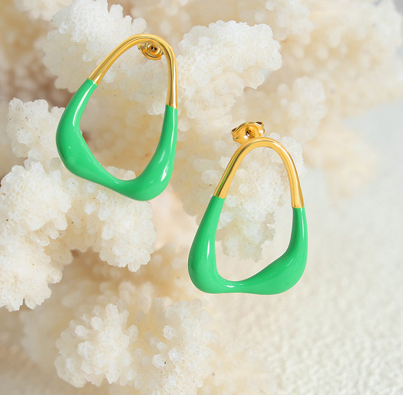 18k Gold Fashion Simple Irregular Design Versatile Earrings