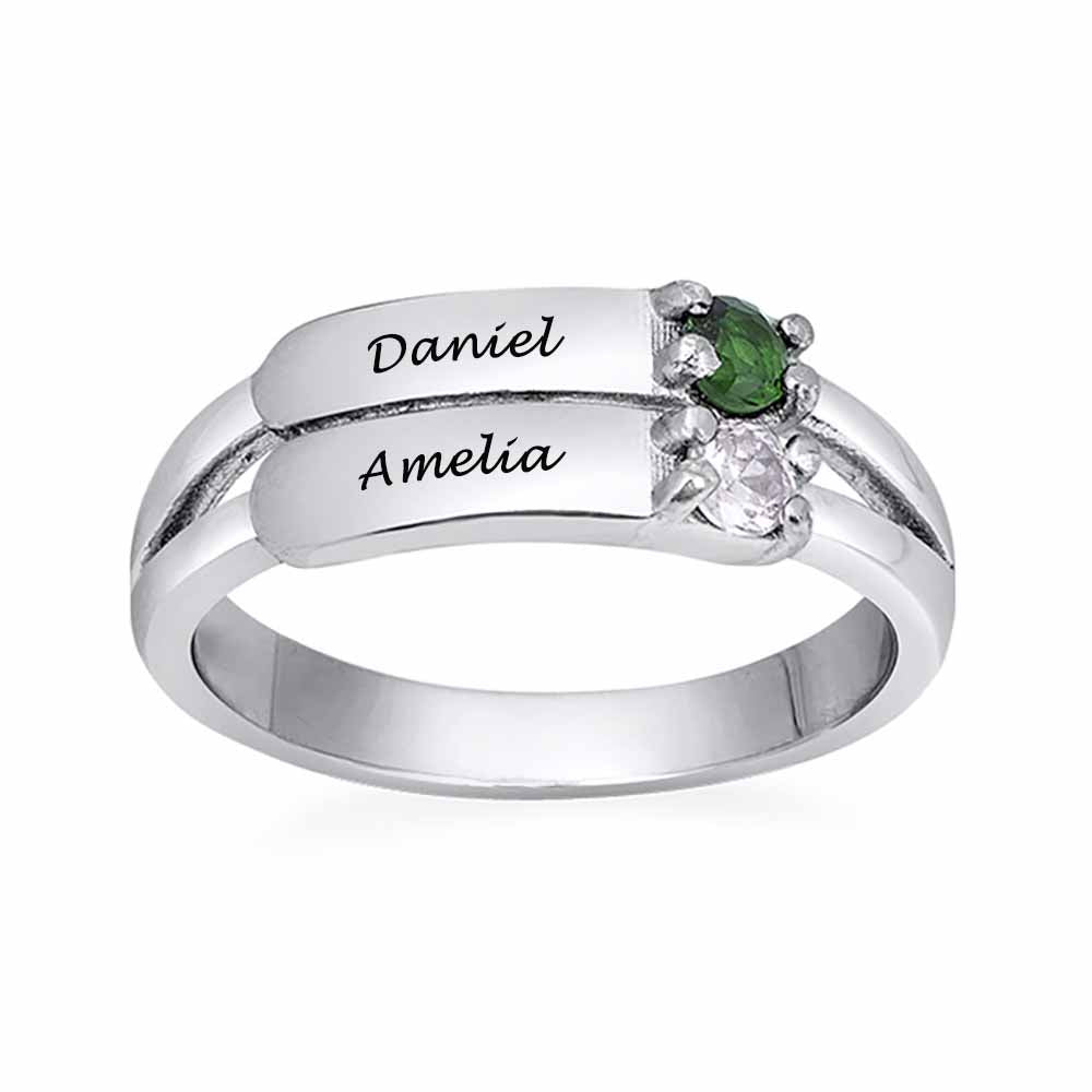 S925 Silver Double Engraved Ring
