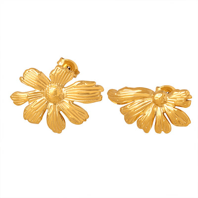 18K Gold Exquisite Trendy Daisy Design Simple Style Earrings - Syble's