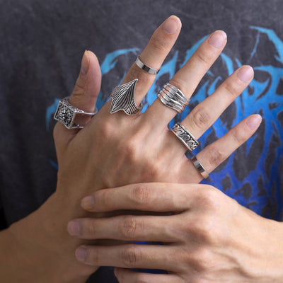 Simple Retro Hip Hop Style Stackable Design Rings - Syble's
